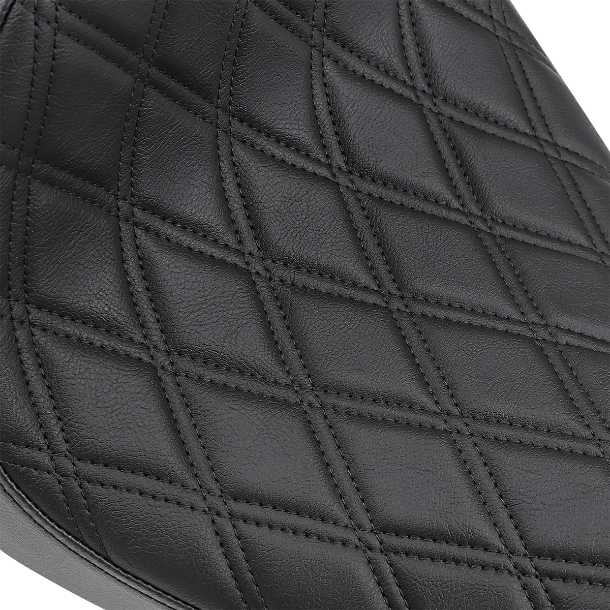 Drag Specialties Cafe Solo Seat for Harley XL 2010-2022, diamond pattern, black motorcycle seat with sleek design.