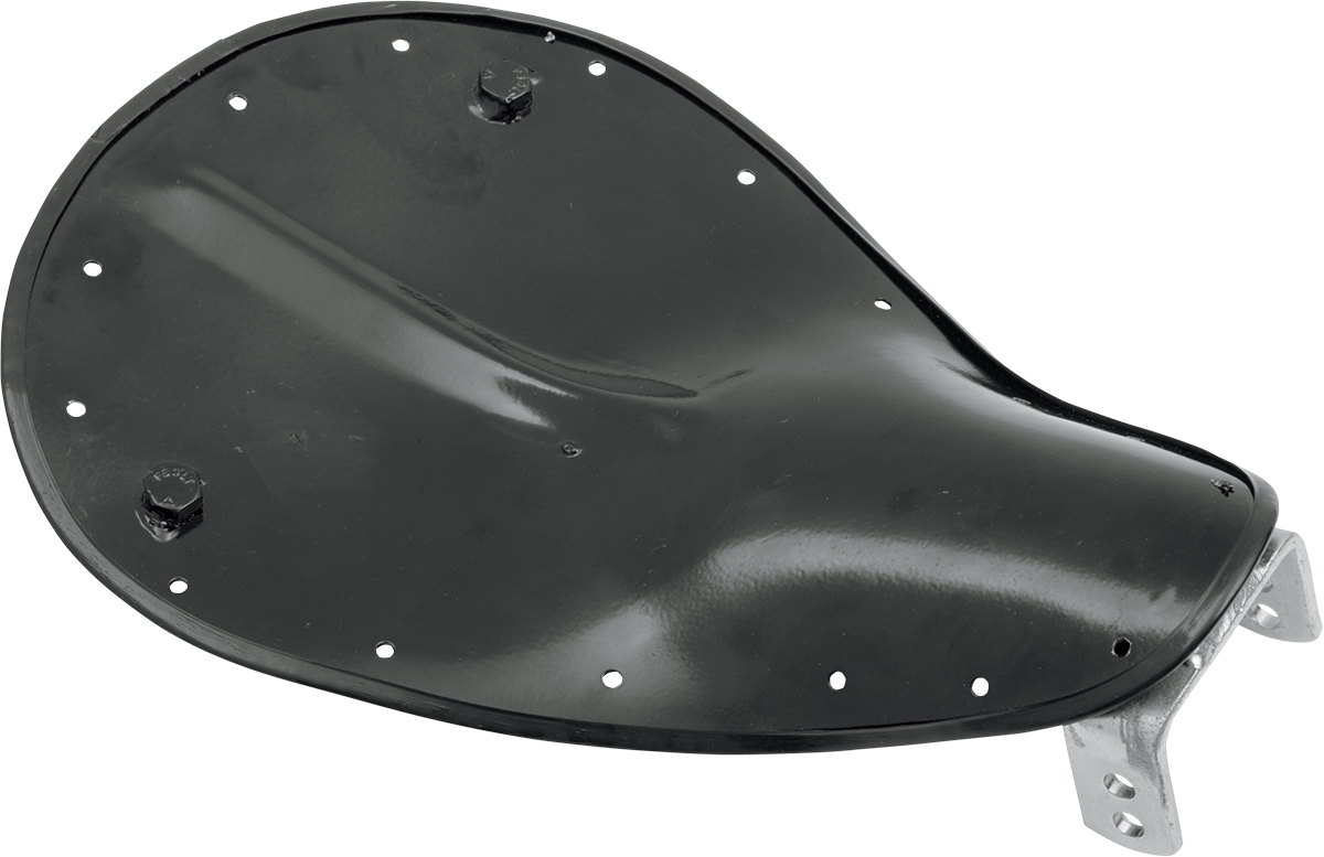 DRAG SPECIALTIES SEATS Spring Solo Seat Pan for Harley Davidson motorcycles, showcasing the black seat pan with mounting hardware.