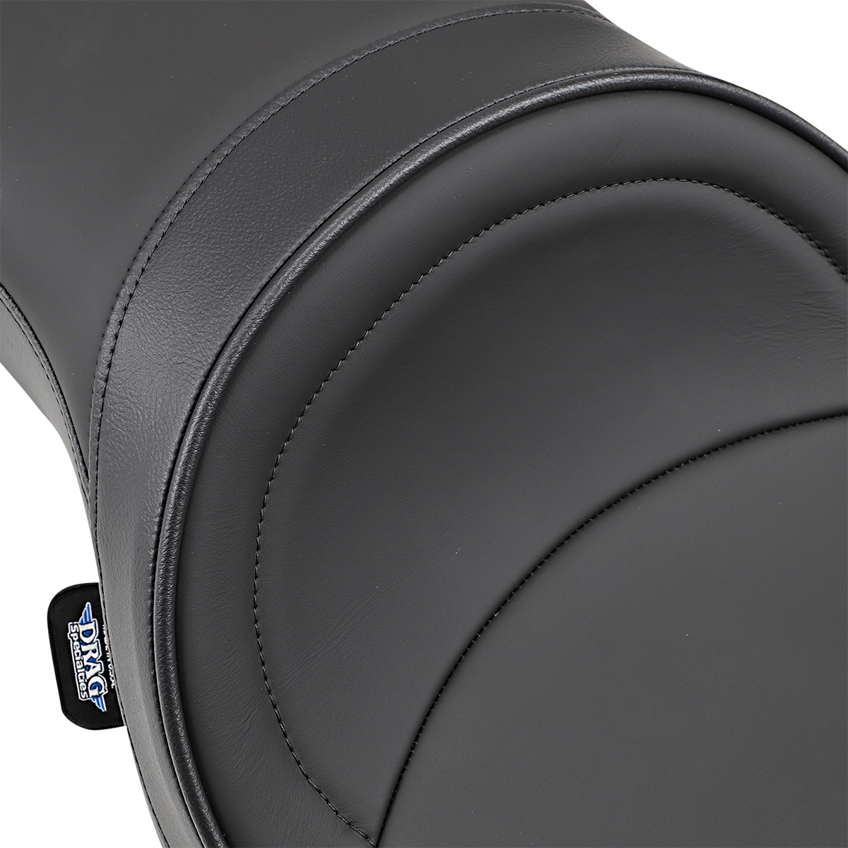 Low profile motorcycle seat by Drag Specialties with mild stitching, designed for Harley XL models 2004-2022.