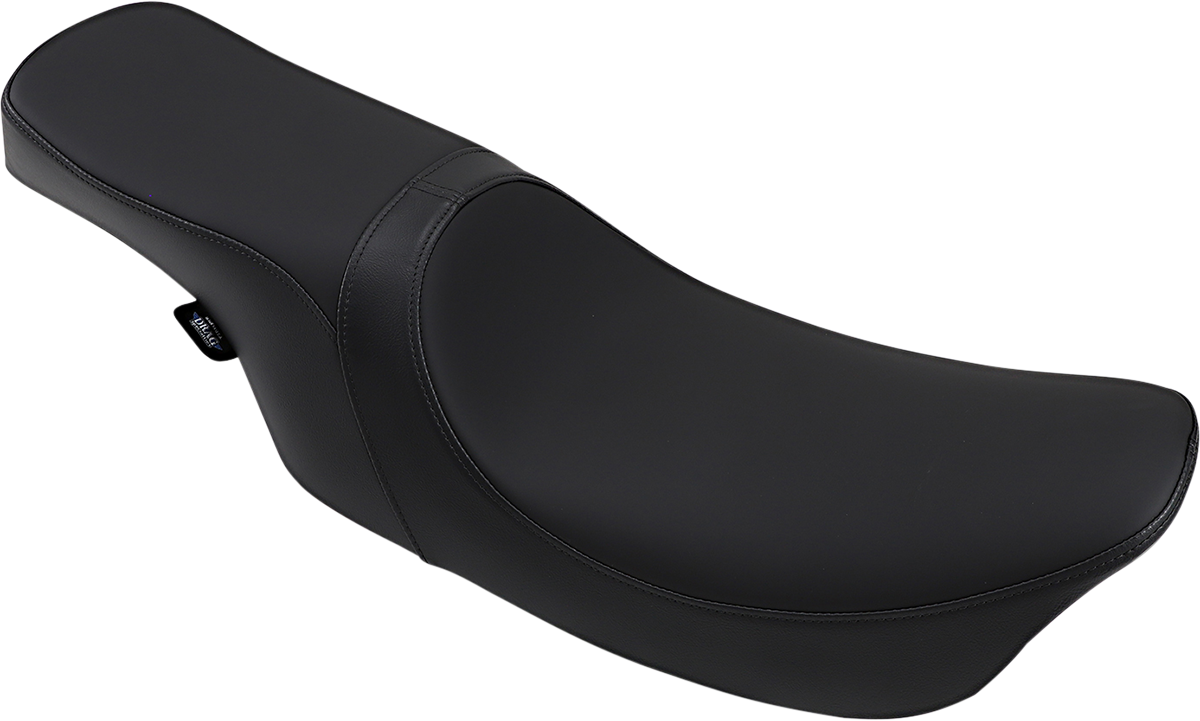 Drag Specialties Predator 2-up smooth seat for Harley FL 1997-2007 motorcycle, showcasing sleek black leather design and padding