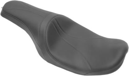 Drag Specialties Predator Seat for Harley FL 2010-2023 with mild stitching, shown on Yaffe Razor Gas Tank, motorcycle seat part 0801-0974.