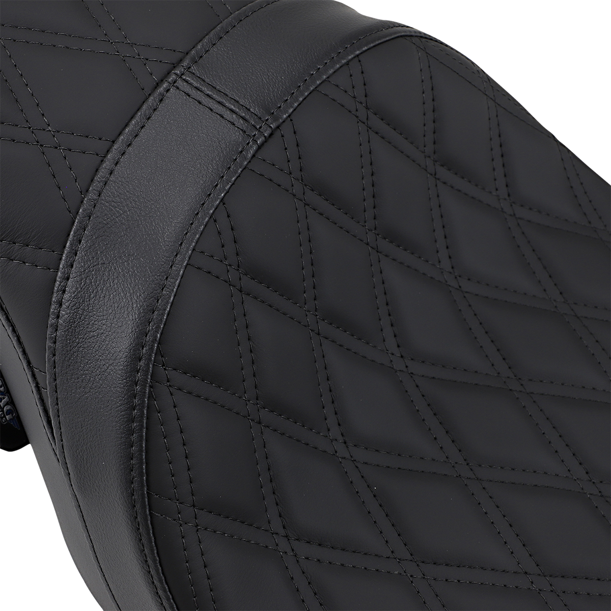 Drag Specialties Predator 2-up seat with double diamond pattern and black stitching for Harley FL 2008-2023.