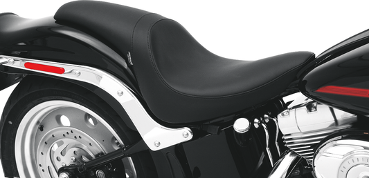 Black smooth Predator Seat for Harley FL/FX by Drag Specialties, compatible with 2006-2017 models.