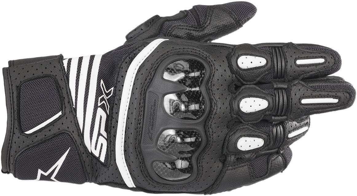 Alpinestars SPX AC V2 motorcycle gloves in black, size XL, designed for summer riding with protective features and breathable material.