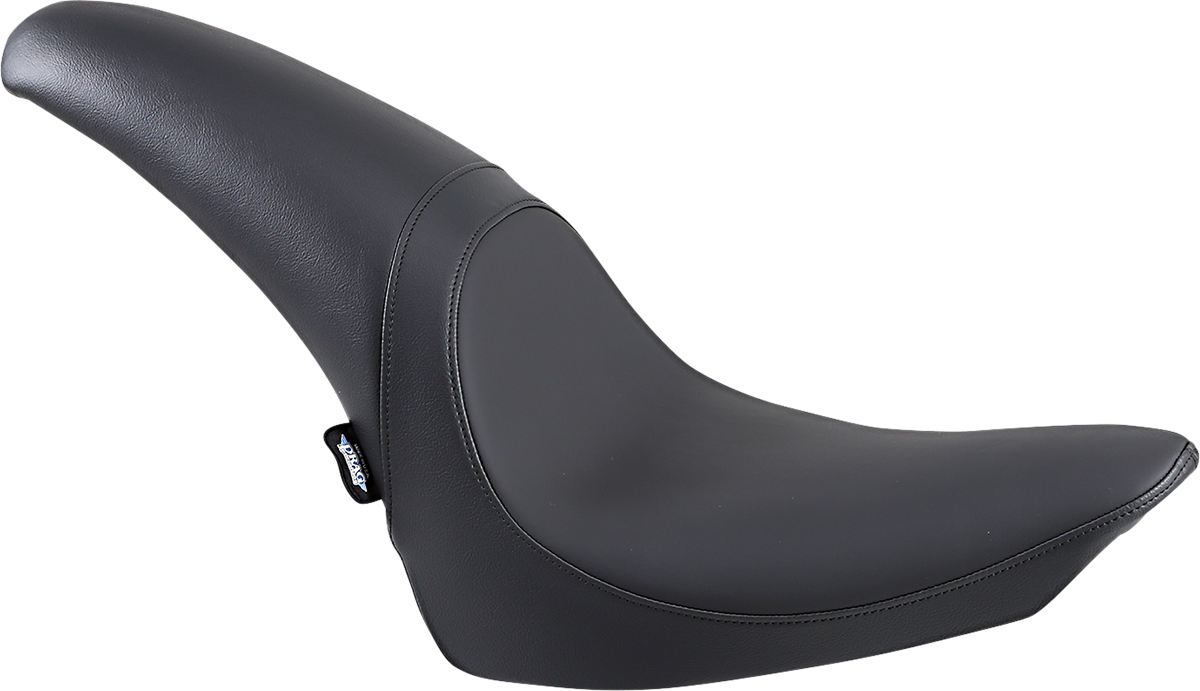 Drag Specialties Predator Seat for FL/FX motorcycles, smooth black motorcycle seat with sleek design, model 0802-0467.