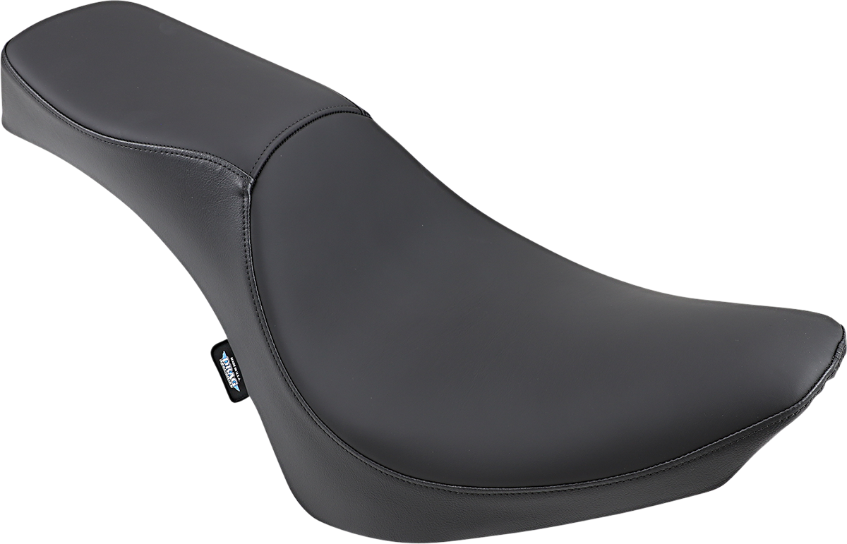 Drag Specialties Predator 2-up seat for FL/FX motorcycles, black leather with textured finish, designed for comfort and style.