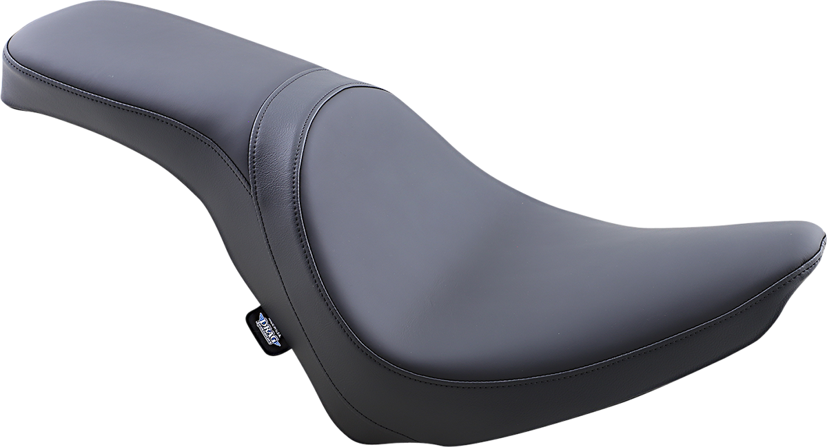 Drag Specialties Predator 2-up seat for Harley FXS/FLS bikes, featuring comfortable padding and sleek design.