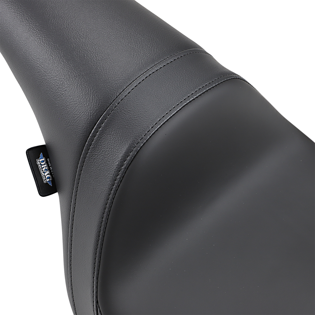 Drag Specialties Predator Seat with mild stitching for FXSB '13-'17 motorcycle, featuring black leather and ergonomic design.
