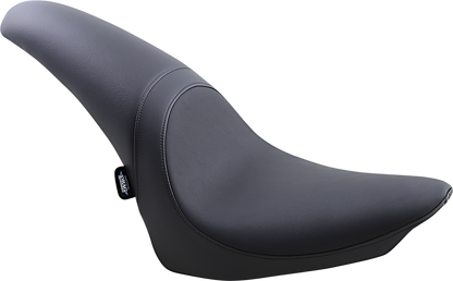 Black Drag Specialties Predator Seat for Harley FL/FX 2000-2017, smooth finish, motorcycle seat with sleek design.