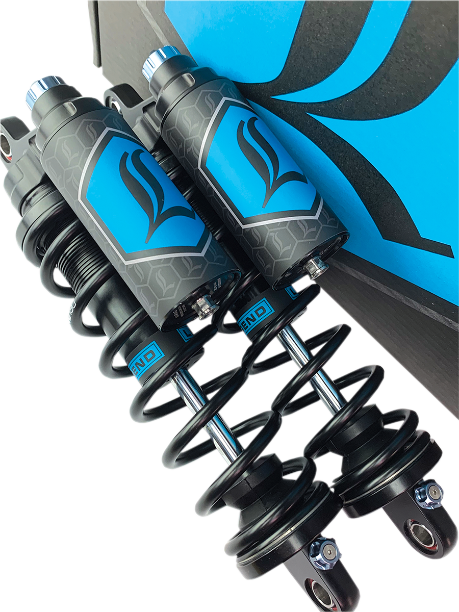 Legend Suspension Revo ARC piggyback shocks for Harley Sportster, 13-inch heavy-duty black suspension shocks with part number 1310-1895