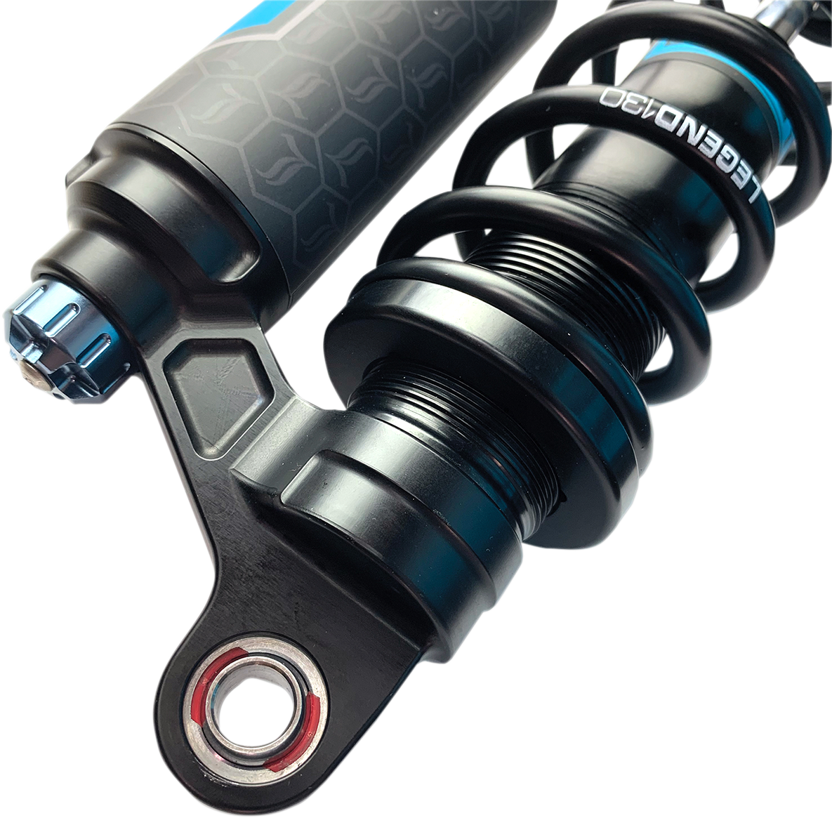 Legend Suspension Revo ARC piggyback shocks for 2004-2022 Harley Sportster, 14-inch black suspension shocks with adjustable ARC features.