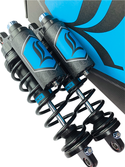 Legend Suspension Revo ARC piggyback shocks for Harley Sportster, 14-inch black suspension upgrade, part 1310-1896.