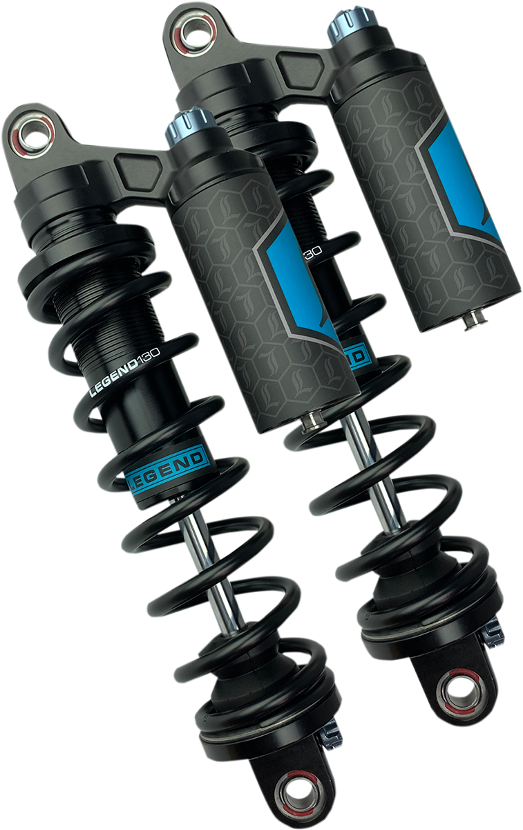 Legend Suspension Revo ARC piggyback shocks for Harley-Davidson Sportster, 14-inch heavy-duty suspension component.