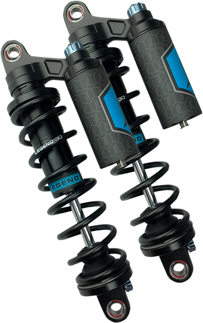 Legend Suspension Revo ARC piggyback shocks for Harley-Davidson Sportster, 14-inch heavy-duty suspension component.