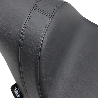 Drag Specialties Predator Seat for Harley FL/FX 2018-2025, vinyl with smooth finish, shown on motorcycle seat.