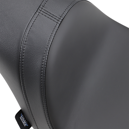 Drag Specialties Predator Seat with Solar Leather for FLFB/S motorcycle, featuring a comfortable, custom-fit design.