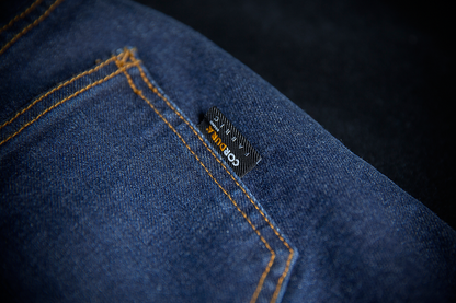 Icon Women's MH1000™ Blue Jean in durable Cordura denim with impact protection, US Size 6, shown in a close-up view.