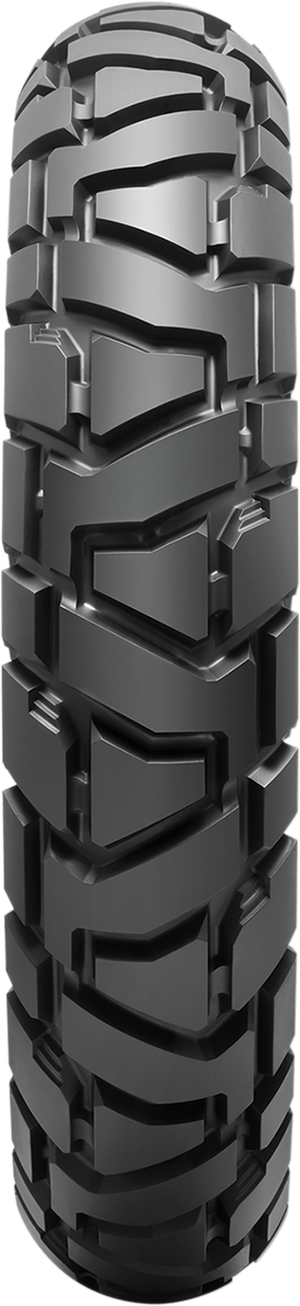 Dunlop Trailmax Mission rear motorcycle tire 150/70B18 70T designed for adventure bikes, showing tread pattern and sidewall details.