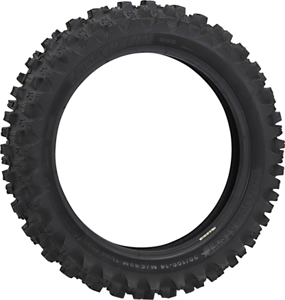 Michelin StarCross 5 Soft rear tire 90/100-14 for motocross bikes, showing tread pattern and sidewall details.