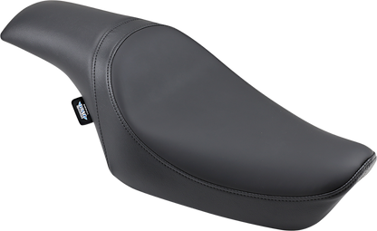 Drag Specialties Predator Seat for Harley XL '82-'03, smooth black motorcycle seat with contoured design and durable upholstery.