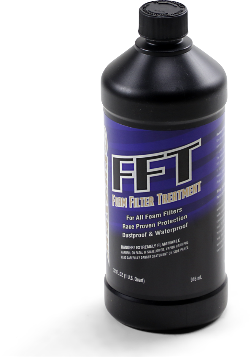 Maxima Racing Oil FFT foam filter oil in a 1-quart bottle, designed for motorcycle and dirt bike air filters.