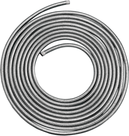 Drag Specialties braided stainless steel oil and fuel hose, 3/8 inch x 6 feet, with durable braided exterior for motorcycle applications.