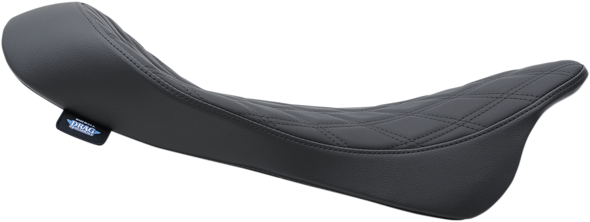 Drag Specialties Low Solo Seat with Double Diamond pattern for Harley FL, 2008-2023, featuring a sleek, comfortable design.