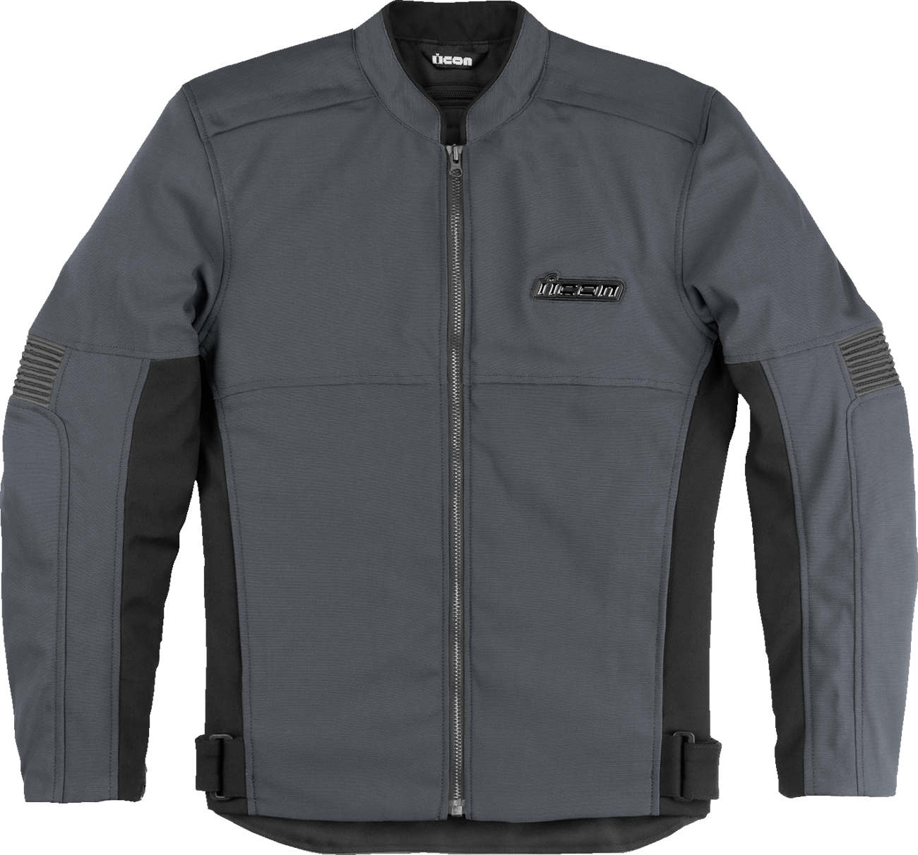 Gray ICON Slabtown Jacket in XL from Bill's Exhausts, featuring a stylish design and visible front zipper and collar.