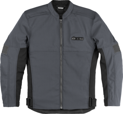 Gray ICON Slabtown Jacket in XL from Bill's Exhausts, featuring a stylish design and visible front zipper and collar.