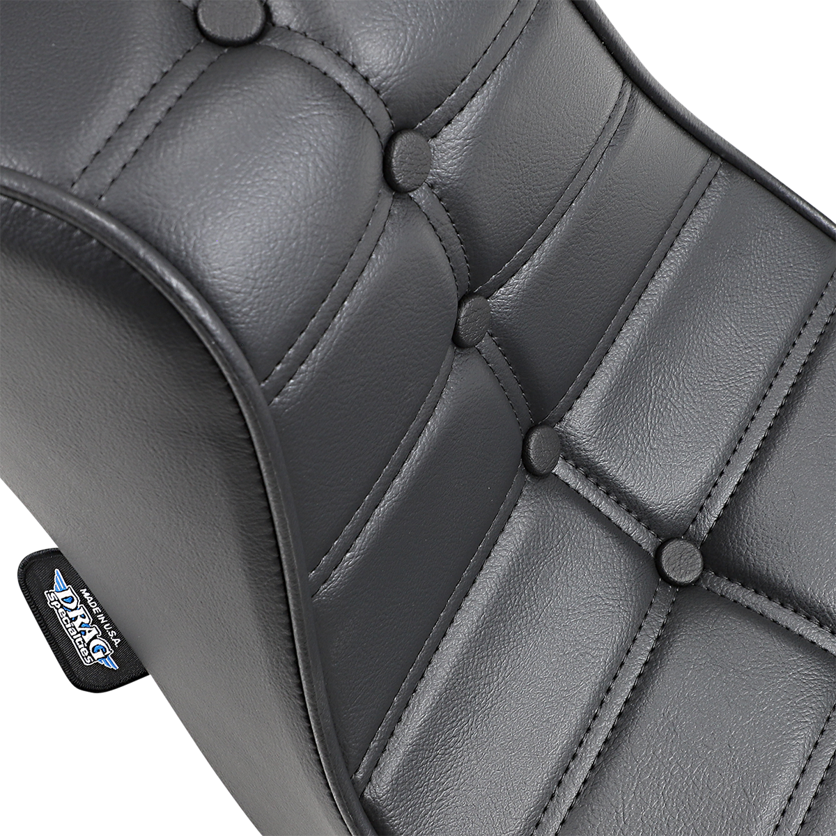 Drag Specialties Mini King/Queen motorcycle seat for FX/FL '58-'84, featuring durable upholstery and classic design.