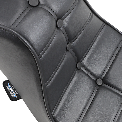 Drag Specialties Mini King/Queen motorcycle seat for FX/FL '58-'84, featuring durable upholstery and classic design.