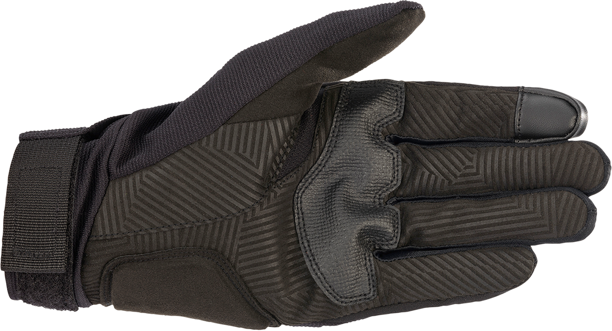 Alpinestars Reef gloves in black and white, 3XL size, featuring protective padding and textured grip for motorcycle riding.