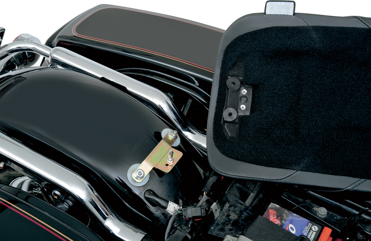 Drag Specialties EZ Mount Solo Seat for FXR motorcycle, featuring durable, comfortable design with sleek styling and easy installation.