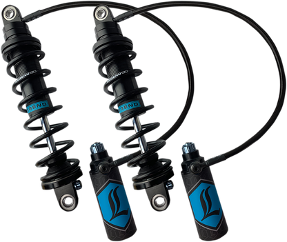 Legend Suspension Revo ARC remote reservoir shocks, 13-inch black suspension shocks with part number 1310-1878, for off-road vehicles.