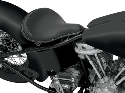 DRAG SPECIALTIES SEATS large black spring solo seat with solar-reflective leather and white perimeter stitching, part #0806-0048.