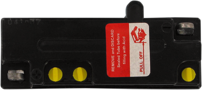 Parts Unlimited 6N12A-2D conventional motorcycle battery with terminals and case for reliable vehicle power.