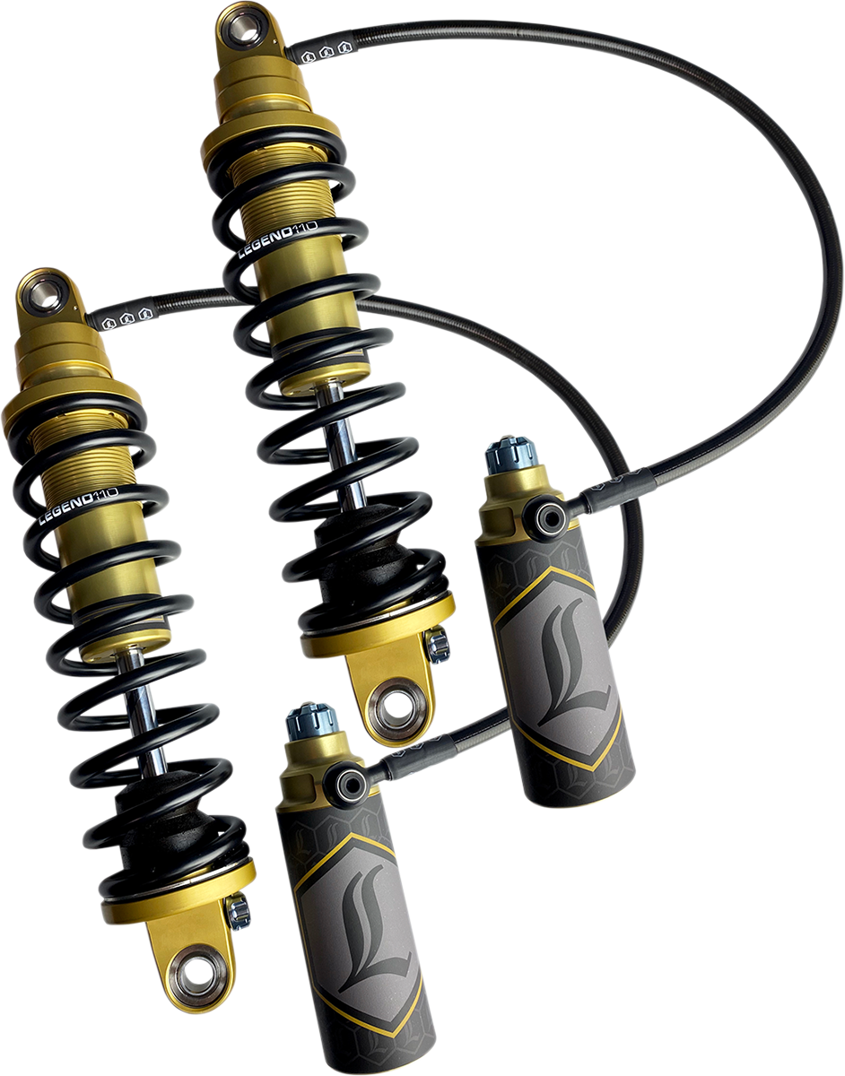 Legend Suspension REVO ARC remote reservoir shocks in gold, 14-inch length, shown with part number 1310-1908.