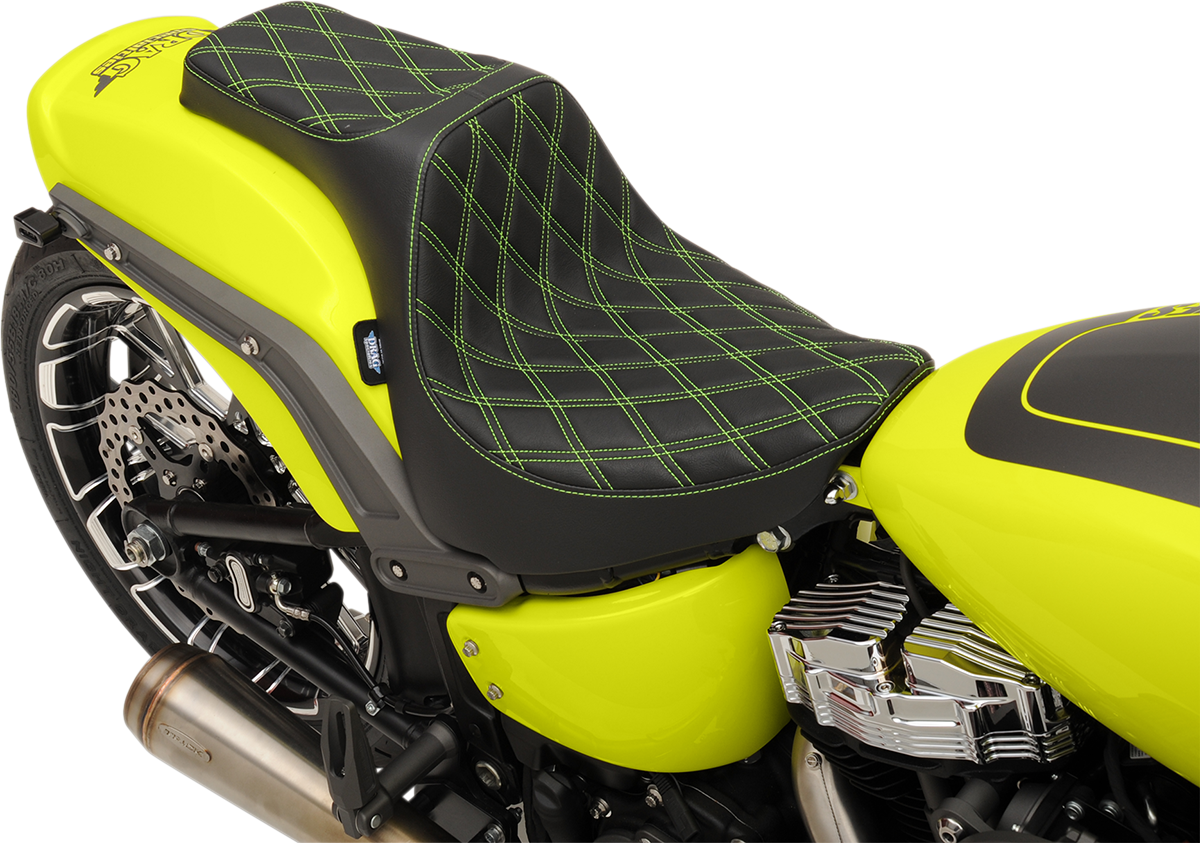 DRAG SPECIALTIES SEATS Predator III motorcycle seat with silver double diamond stitching for FXFB/S models 2018-2023