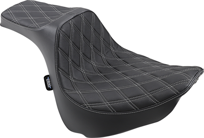 DRAG SPECIALTIES SEATS Predator III motorcycle seat with double diamond silver stitching for FXFB/S models, part number 0802-1073.
