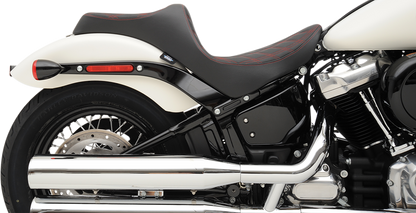 DRAG SPECIALTIES SEATS, DRAG SPECIALTIES SEATS Predator III Seat - Double Diamond Red Stitching for Harley FX/FL '18-'23, Part #0802-1147