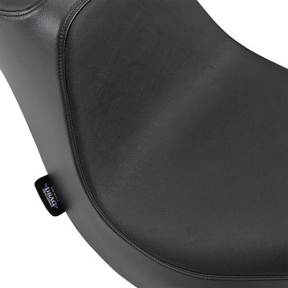Black Predator III motorcycle seat for Harley FXBR/S '18-'22 by Drag Specialties, with smooth finish and ergonomic design.