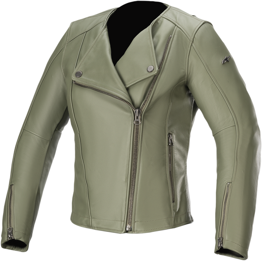 Alpinestars Stella Alice women's motorcycle jacket in green, US 14 / EU 50, with protective design and stylish details.