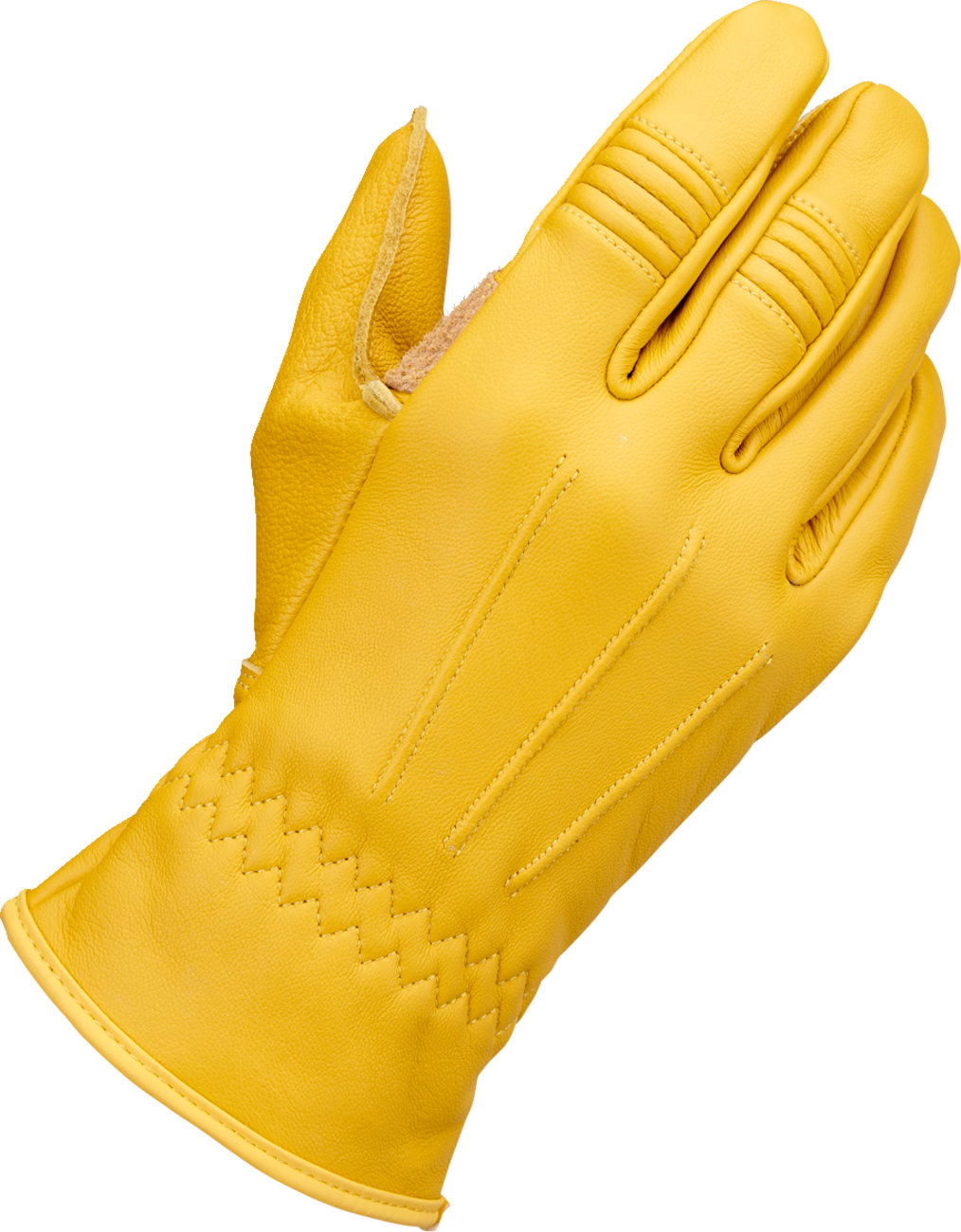 Bill's Exhausts BILTWELL Work 2.0 Gloves in gold, size 2XL, shown with textured leather and reinforced finger areas.
