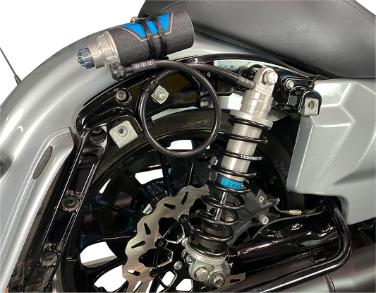 Legend Suspension Revo ARC remote reservoir shocks, 14-inch clear off-road suspension shocks with adjustable features.