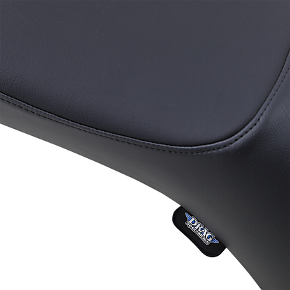 Black Predator III motorcycle seat by Drag Specialties for FXD/FLD models, smooth black design, part #0803-0601.