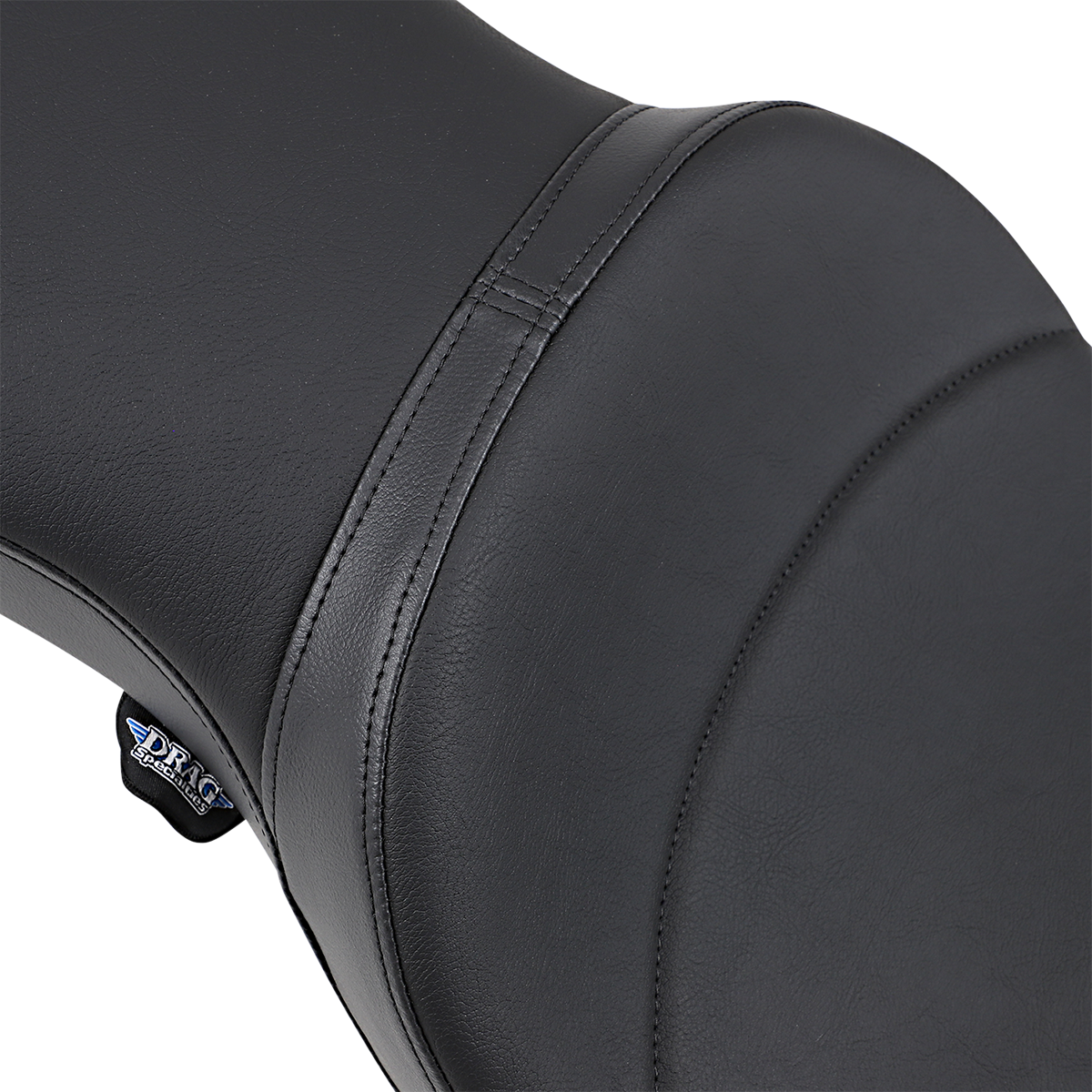 Drag Specialties Predator III double diamond seat with red stitching for FXD/FLD motorcycles, featuring stylish and comfortable design.
