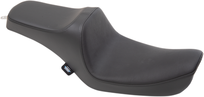 Black Predator III motorcycle seat by Drag Specialties for Harley FXD 1996-2003, smooth black finish, part number 0803-0651.