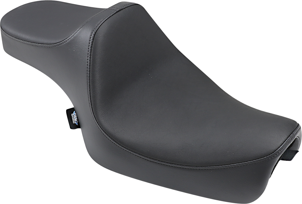 Drag Specialties Predator III smooth seat for Harley XL '04-'22 motorcycle, black leather with sleek, streamlined design.