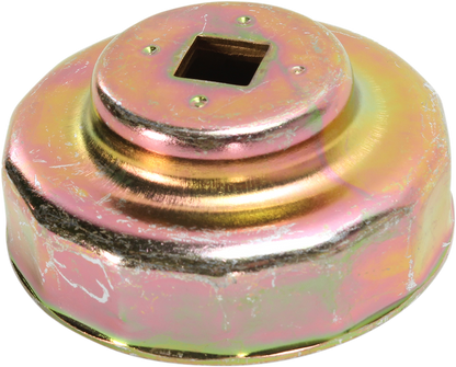 PARTS UNLIMITED oil filter wrench, 74mm size, designed for BMW L99-04191, shown gripping a vehicle's oil filter.
