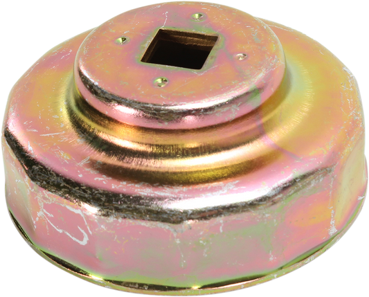 PARTS UNLIMITED oil filter wrench, 74mm size, designed for BMW L99-04191, shown gripping a vehicle's oil filter.